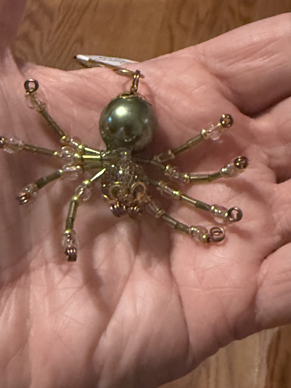 Ornament Spider Green & Gold