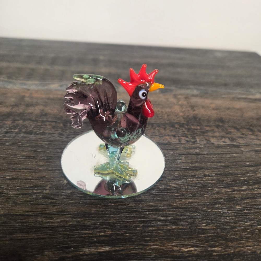 Mini Handblown Glass Rooster