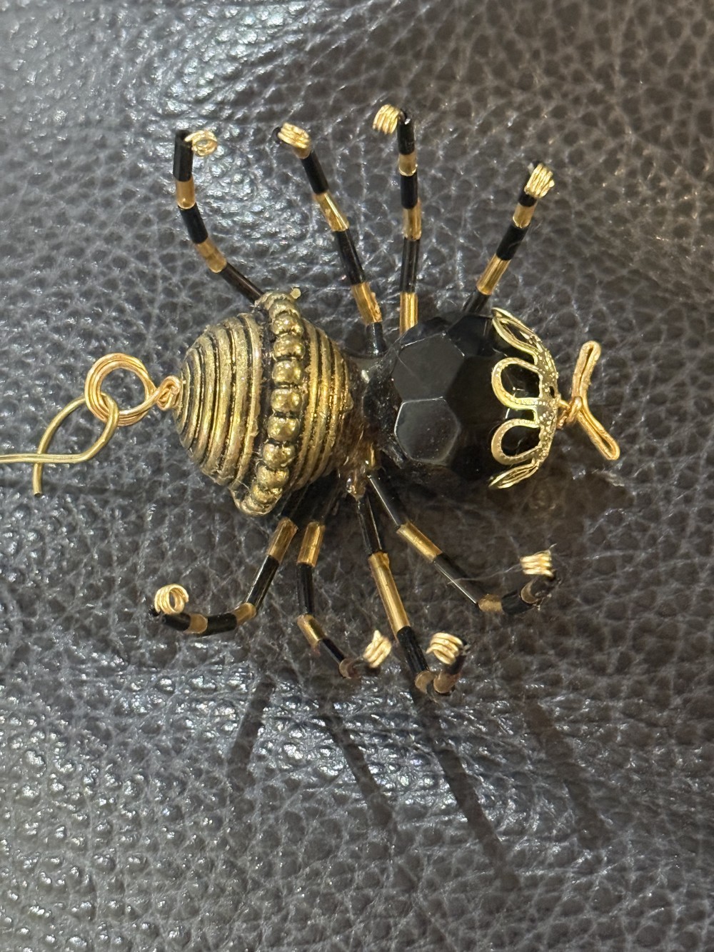 Ornament - Spider Black faceted and Bronze Metal