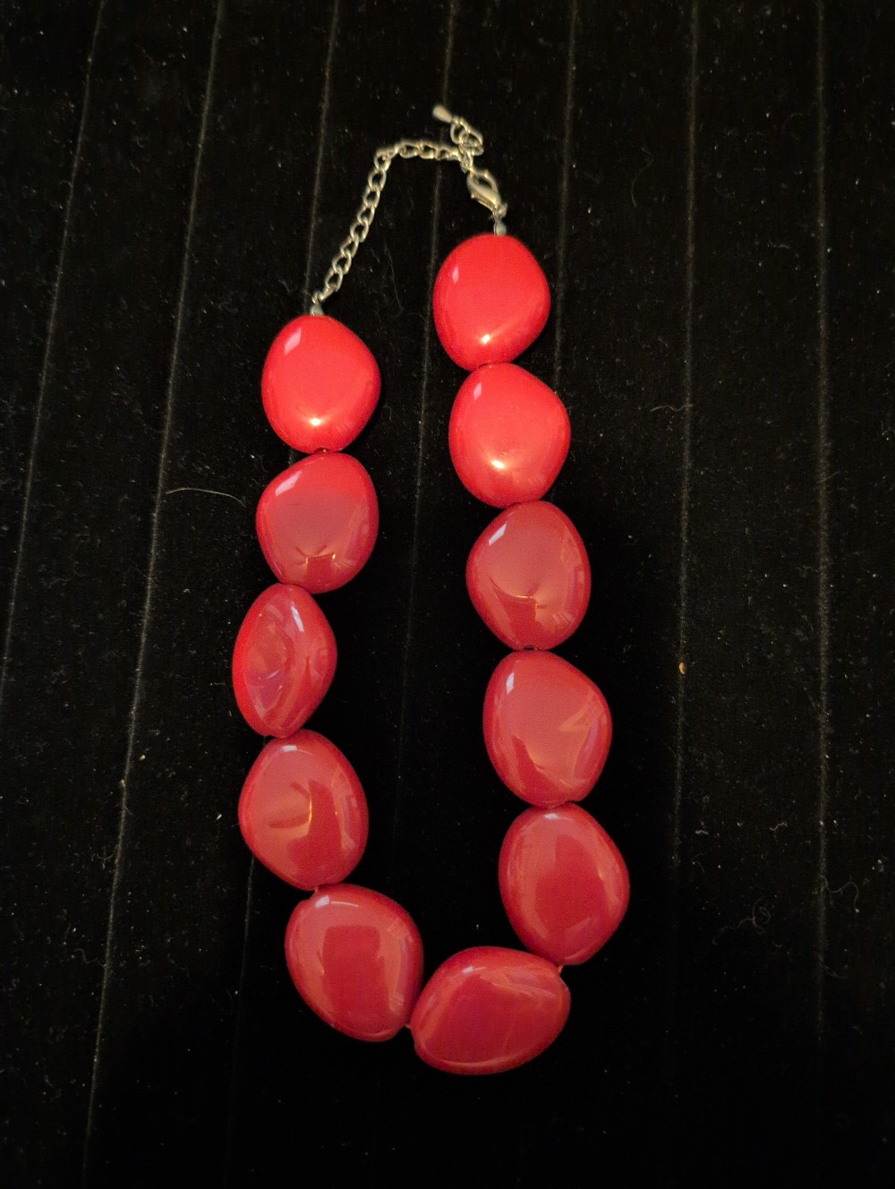Vintage red plastic bead necklace