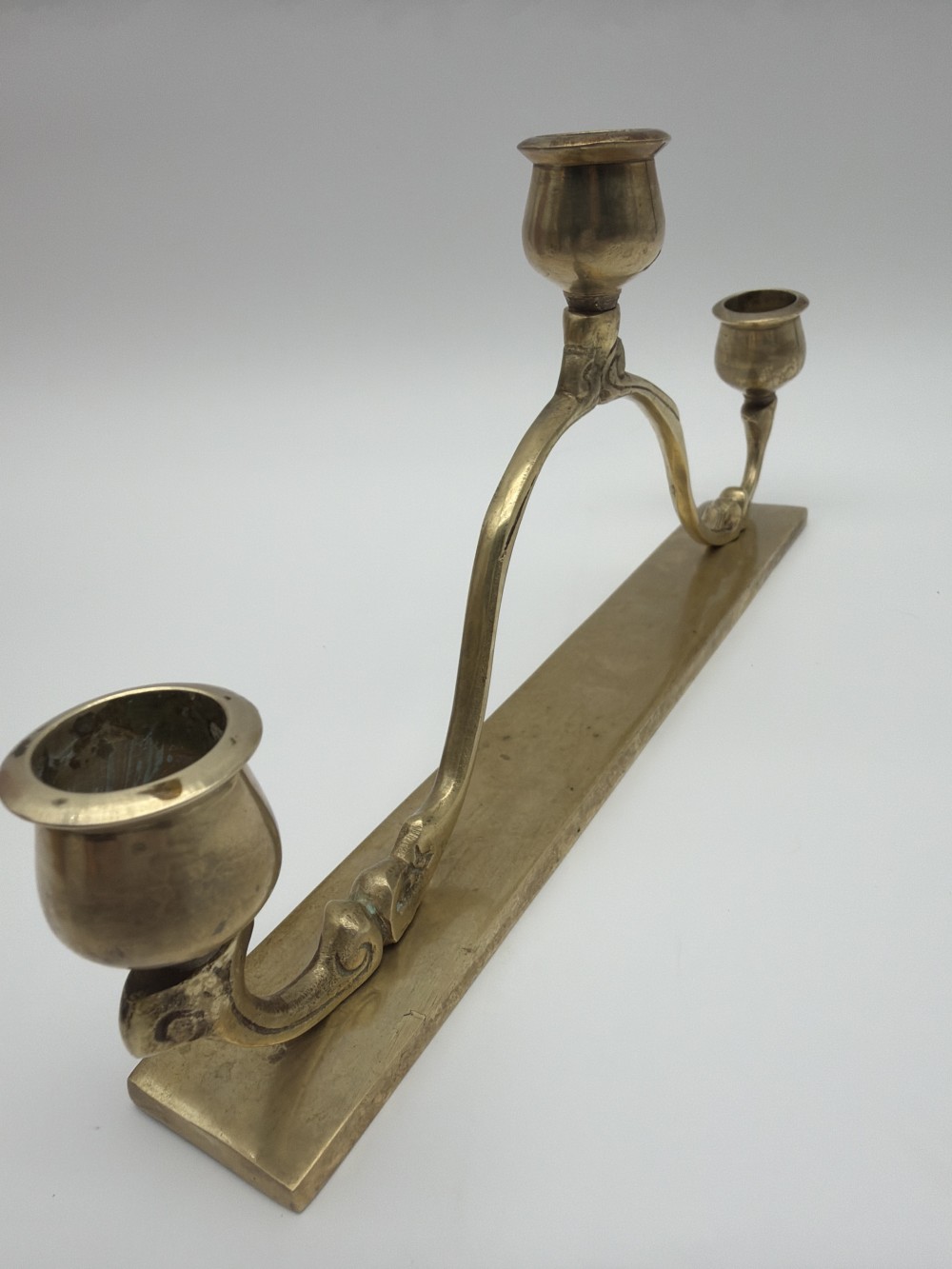 Vtg Brass Three-Light Candelabra