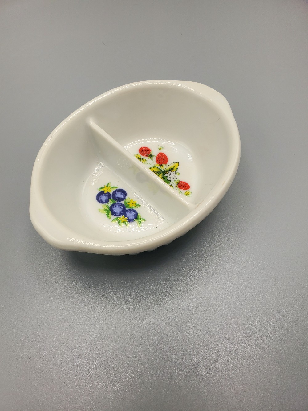 Petite White Ceramic Divided Serving Dish