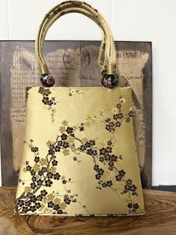 Oriental Purse Cloisonne Beads Silk Brocade Floral Design