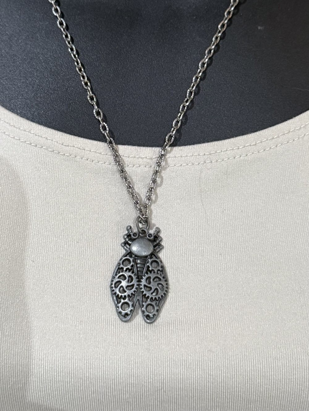 Pendant Necklace - Steampunk Insect in Pewter, Fly