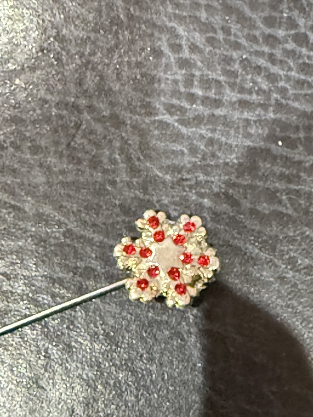 Hat Pin / Scarf Pin - Silver with Red Rhinestones, Lapel Pin