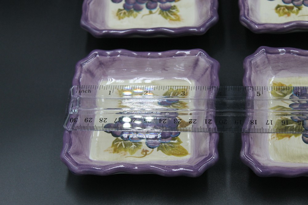 s/4 Vtg Merlot handpainted olive oil dipping bowls