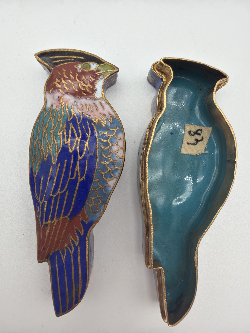 Vintage Chinese Cloisonné Bird Trinket Box