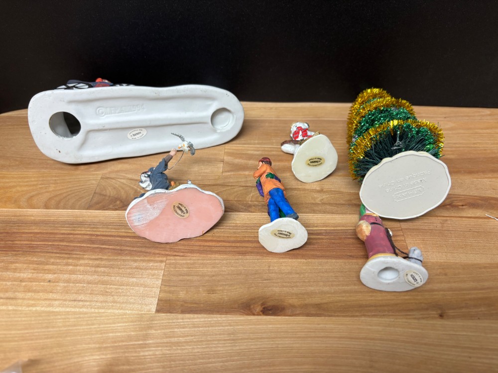 Vintage Lemax Christmas Village Figurine and Accessory Lot of 6