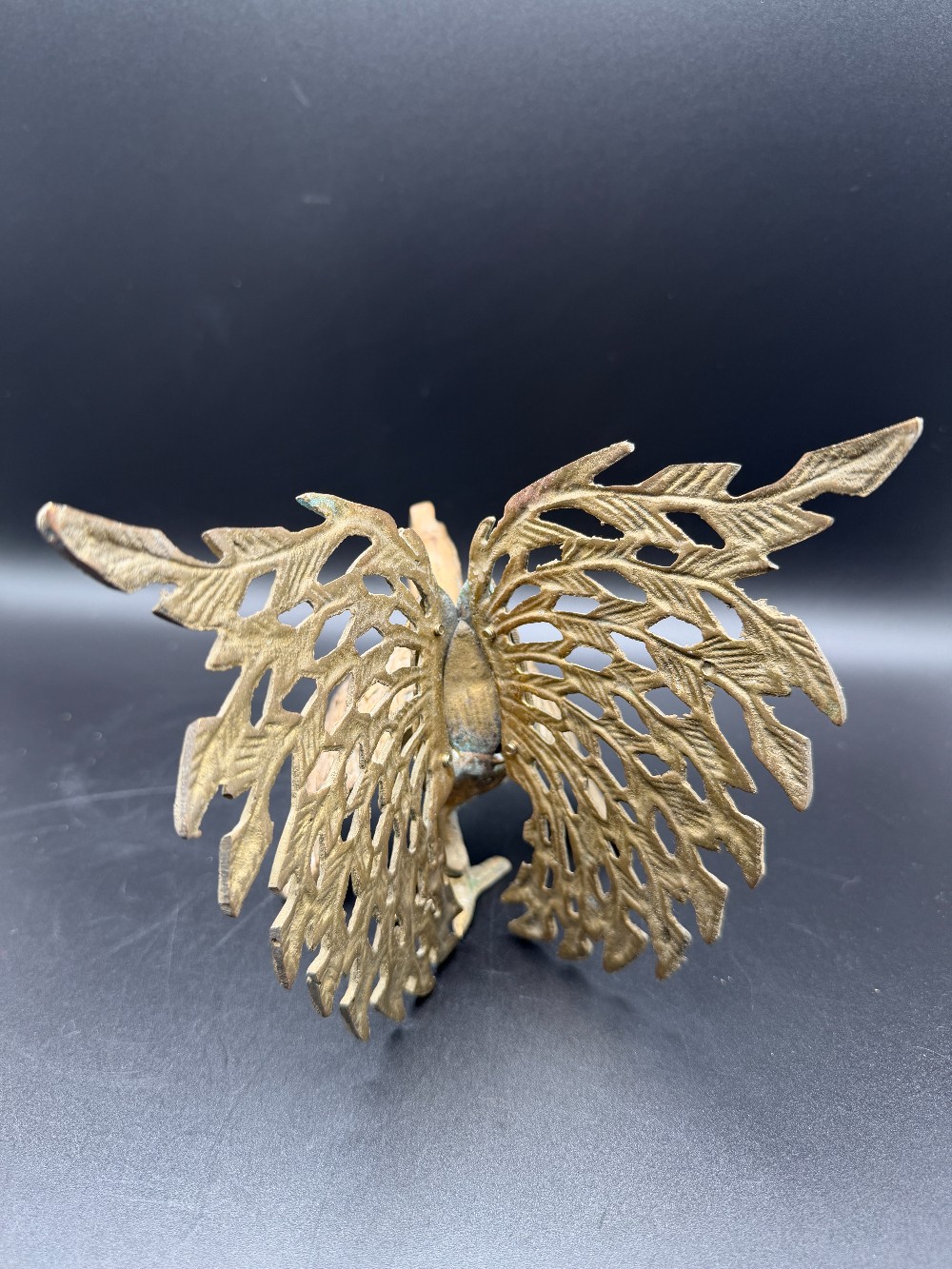 Mid-Century Open-Lattice Brass Fighting Roosters Gamecocks- Pair