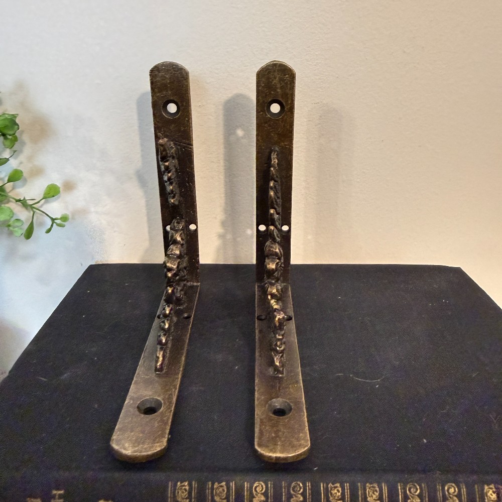 Cast Iron Floral Shelf Brackets, Pair