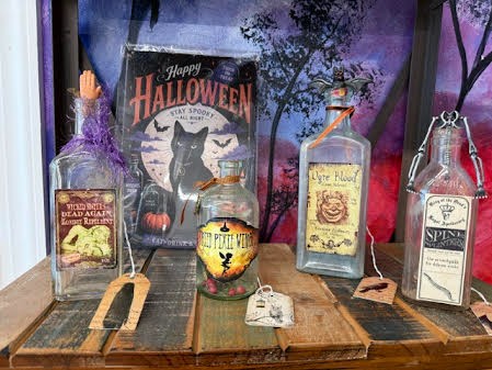 Antique Dried Pixie Wings Bottle Altered Antique Halloween Bottle