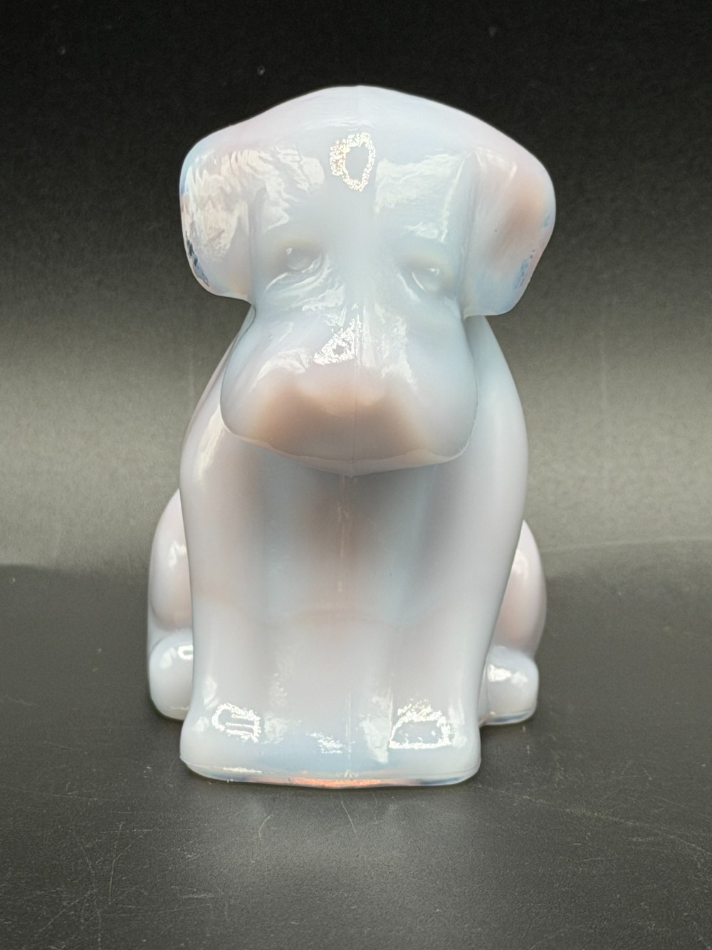 Boyd Glass Pooche the Dog Vintage Figurine - Crown Tuscan Opalescent Art Glass
