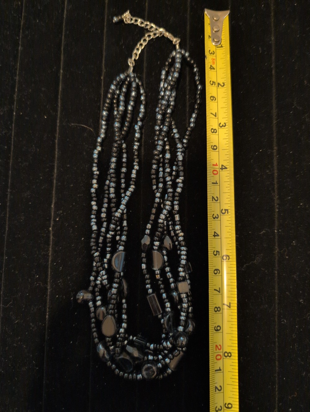 Five strand beaded necklace, black