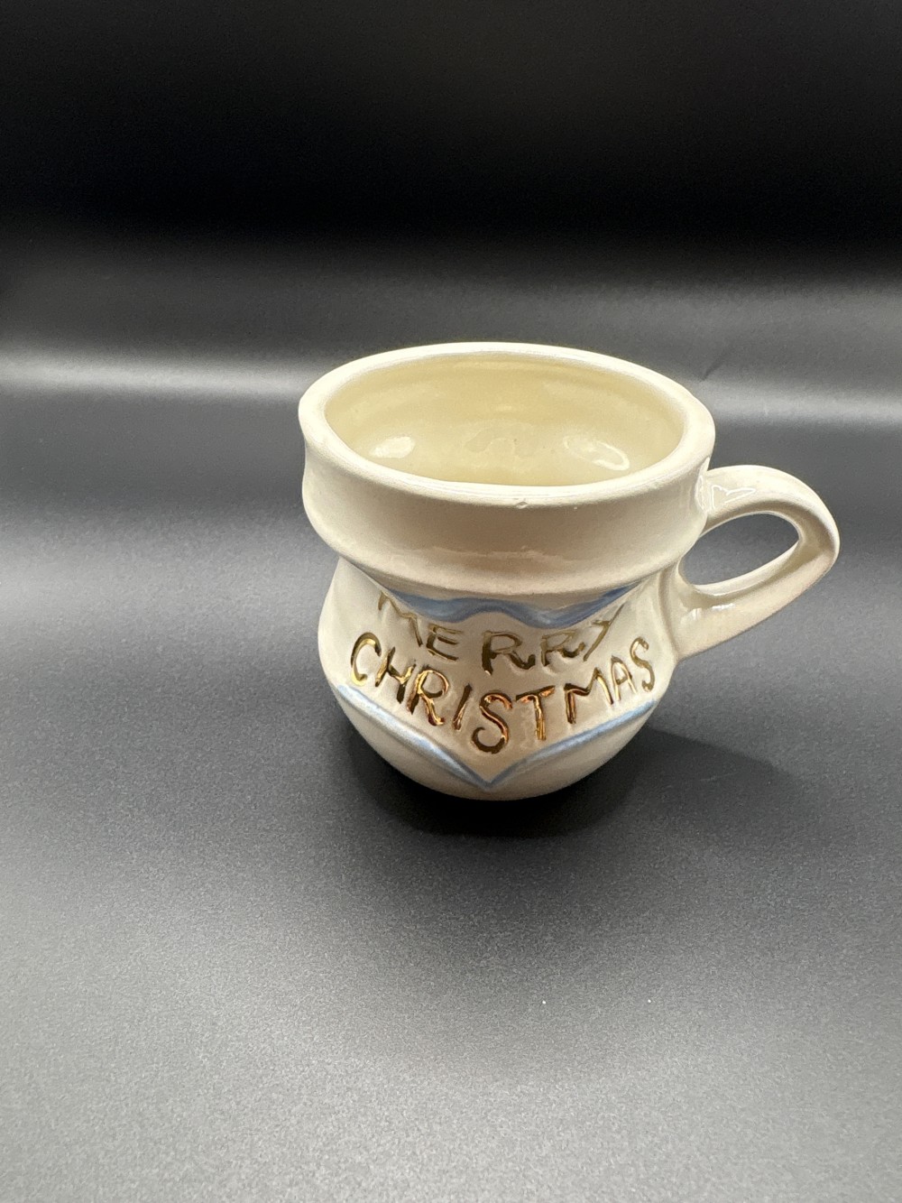 Handpainted Santa Merry Christmas Mug Vintage ~3 in H