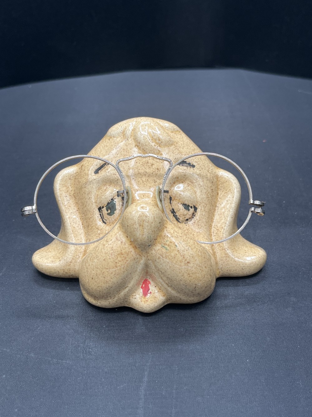 Vtg Pottery Dog Eyeglasses Stand
