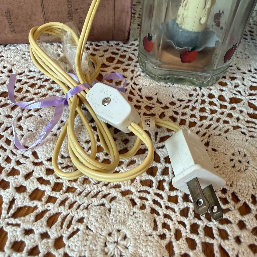 Apple Folk Art Jar Lamp with Painted Shade