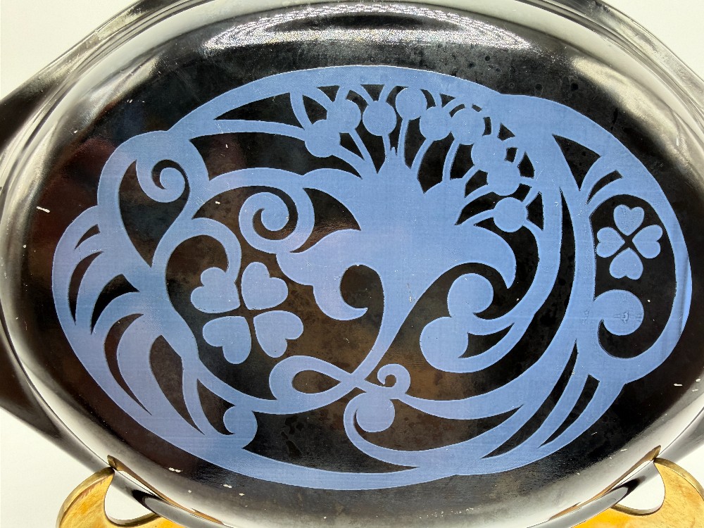 Rare 1970 Pyrex Midnight Bloom Black Oval Casserole LID ONLY 943 C