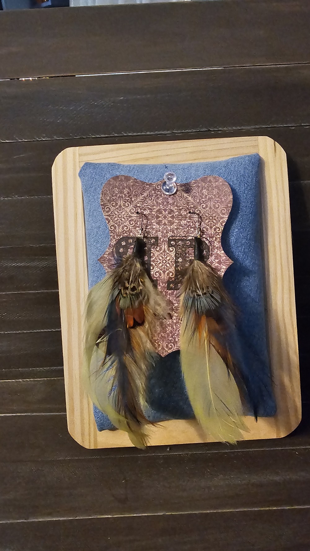 Green/blue feather earrings