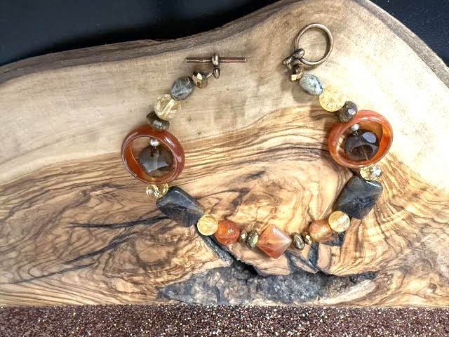 Fall Stone Glass Bracelet 8.5 Inches