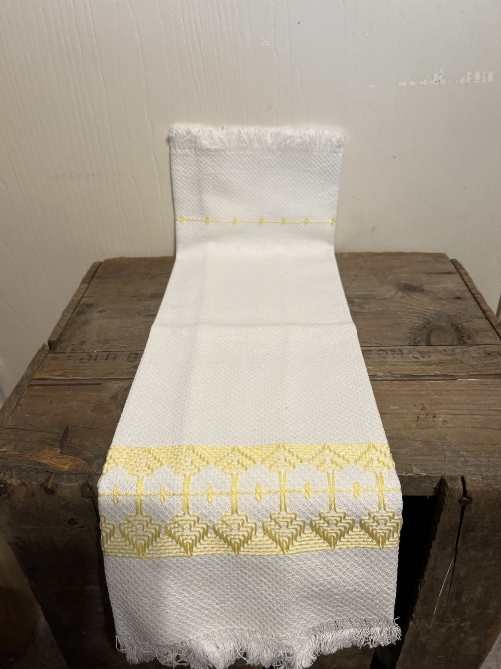 Embroidered Tea Towel - yellow