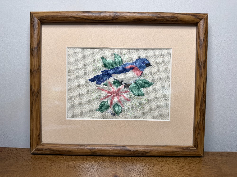 Framed Bluebird Cross Stitch