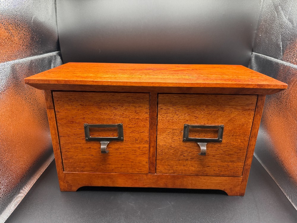 Modern Vintage-Style 2-Drawer Wooden Desktop Organizer