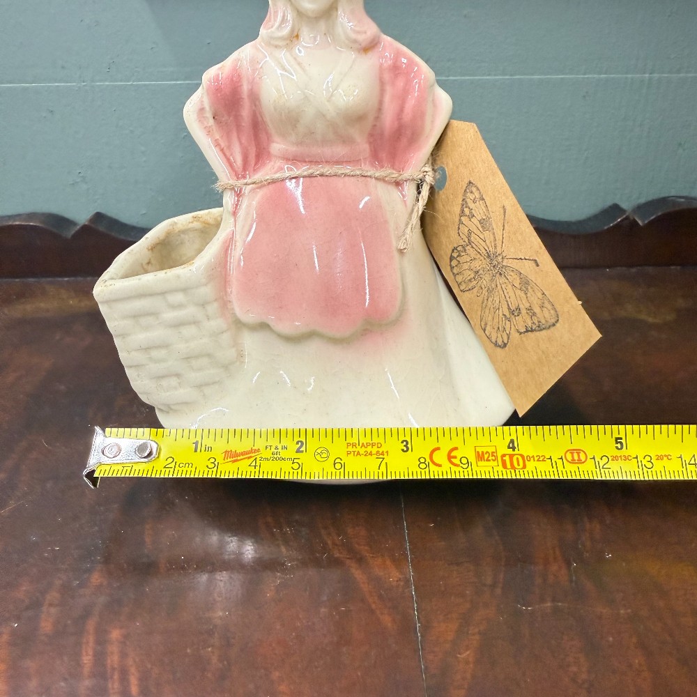 Pink Dutch Girl Planter with Basket