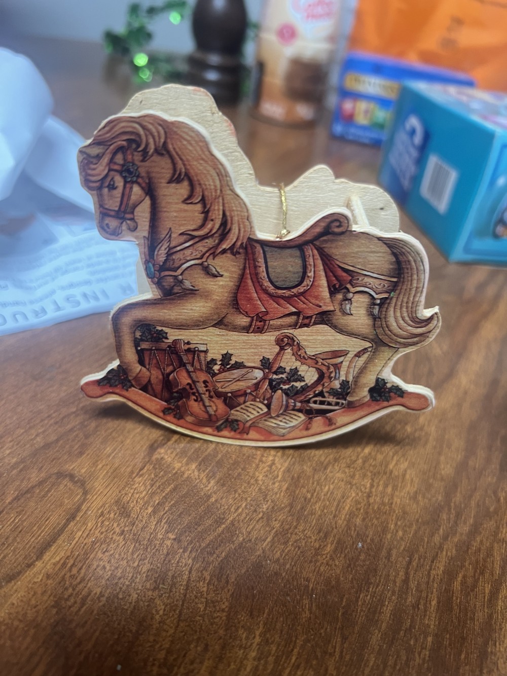 Vintage Wooden Rocking Horse Christmas Ornament