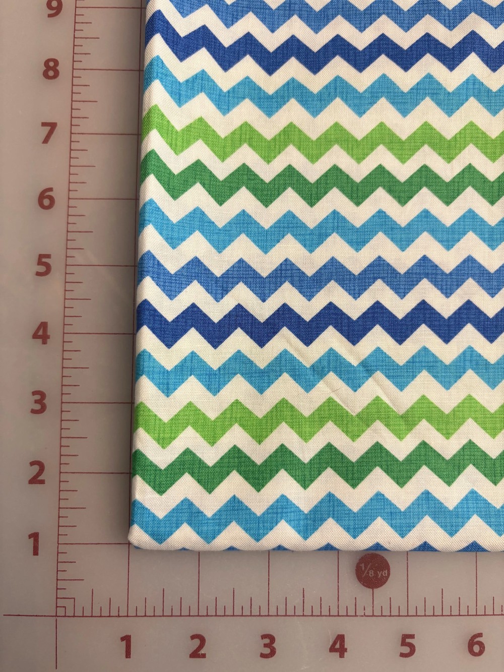 Blue & Green Chevron Cotton Fabric