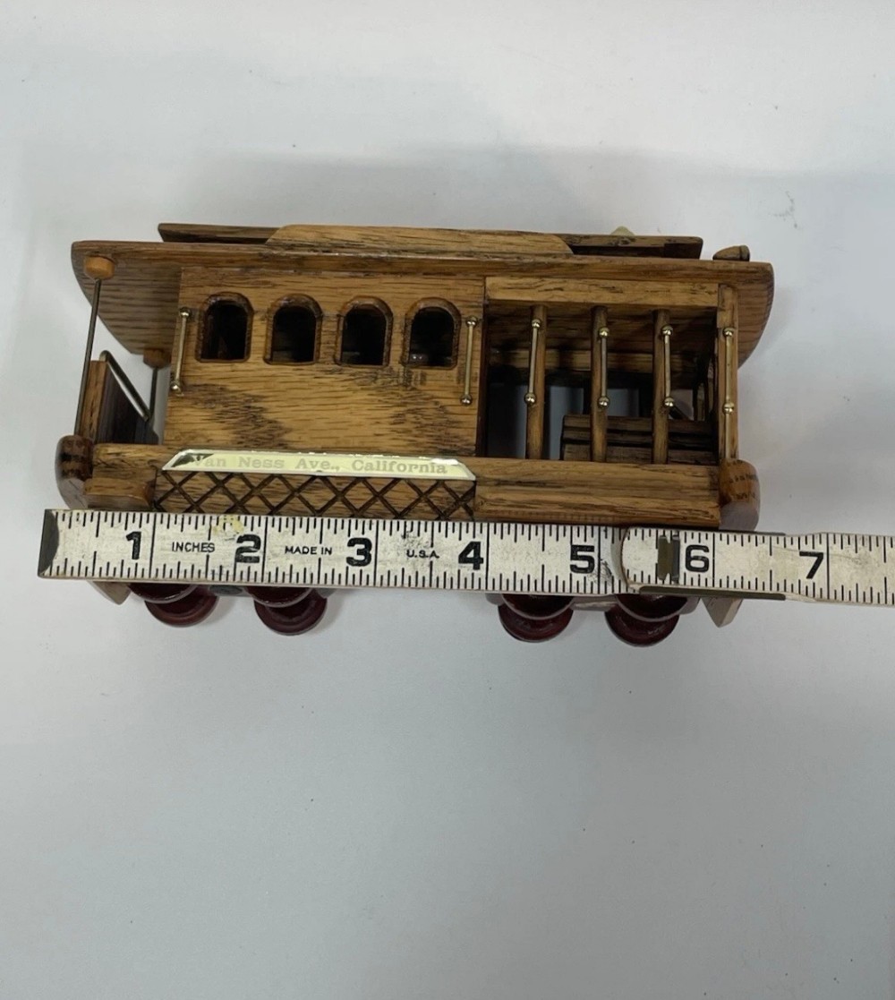 Music Box Wooden San Francisco Cable Car Van Ness Market Streets Souvenir 7 Inches Working
