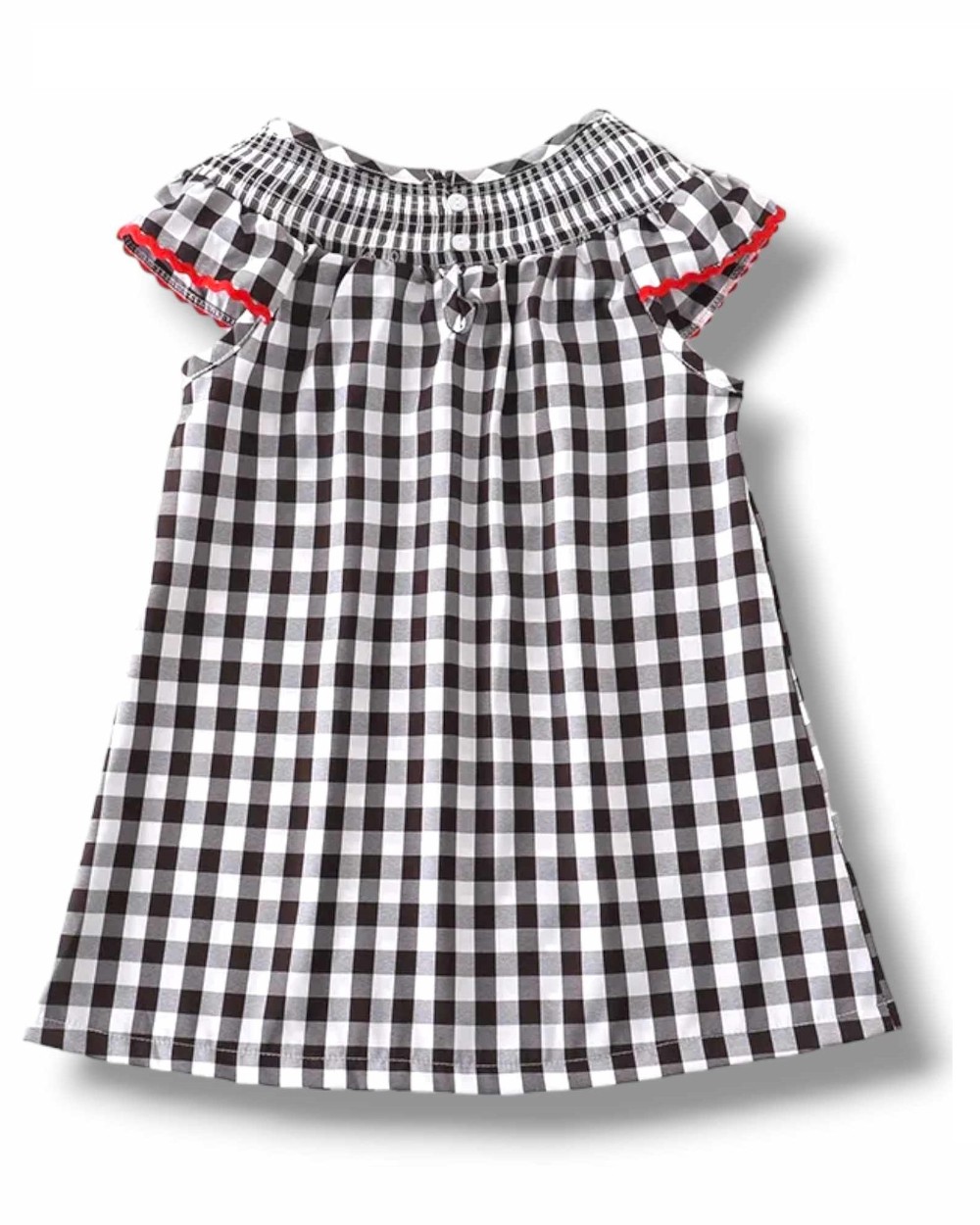 Apple Smocked Plaid Dress