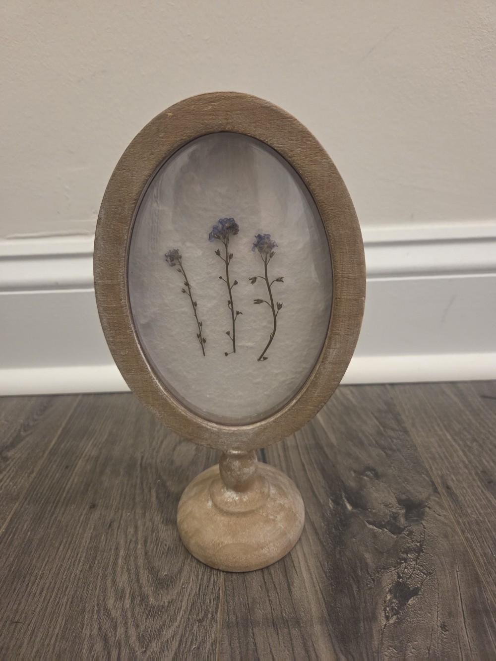 Flowers in Oval Wood Frame