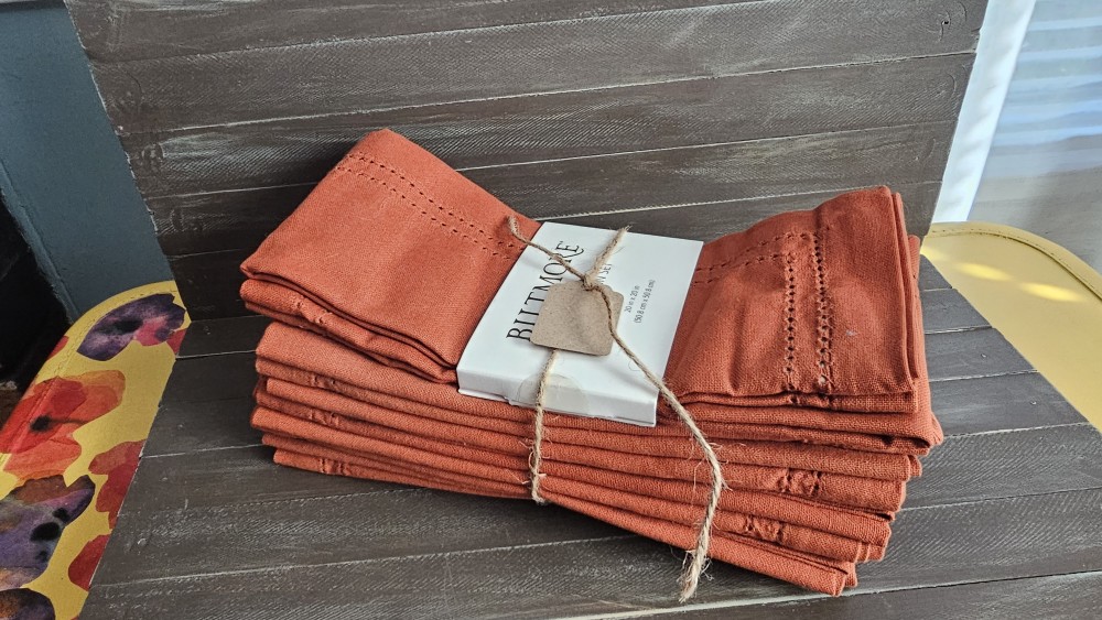 10 Orange Fabric Napkins
