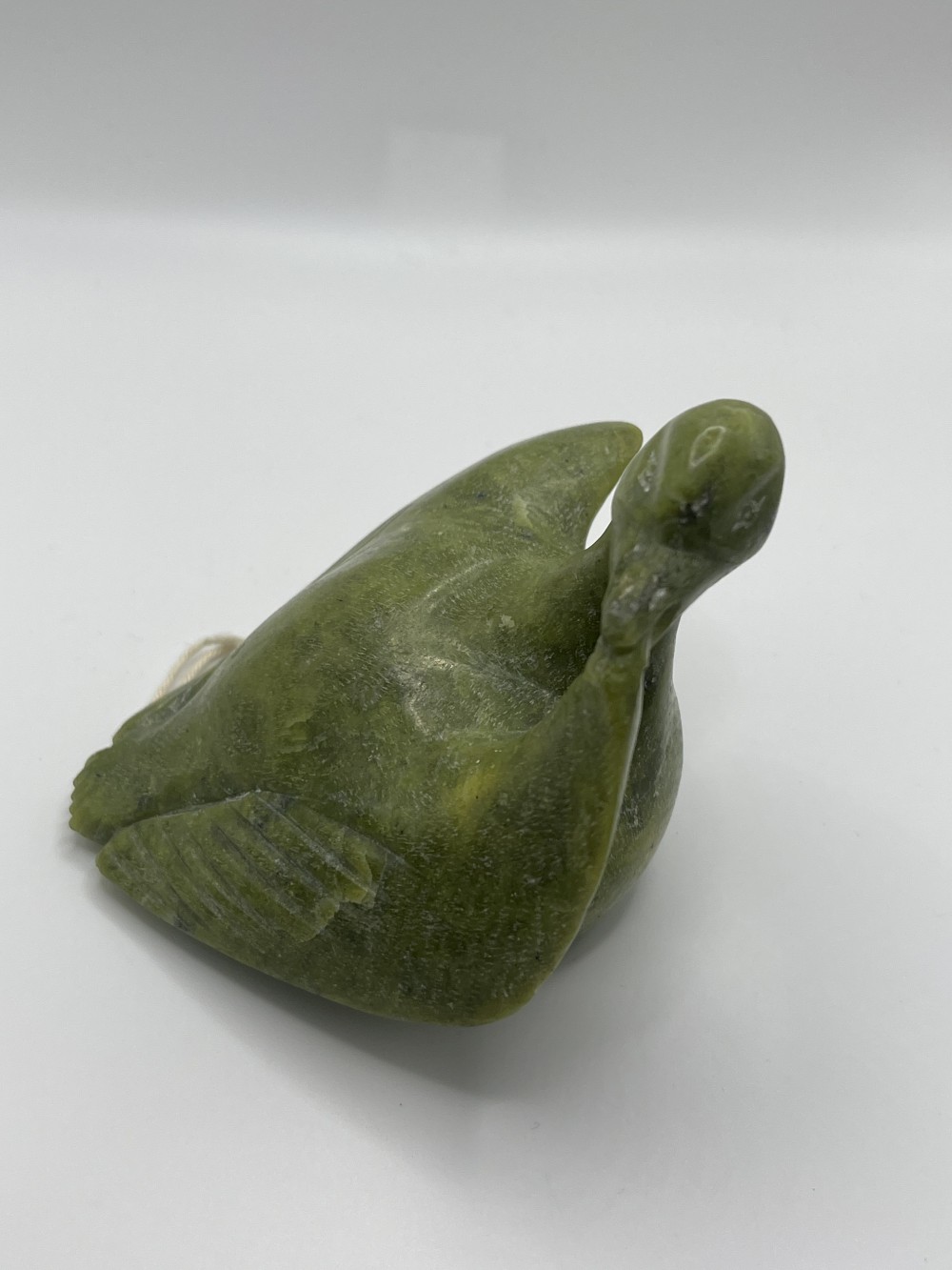1985 Inuit green soapstone duck