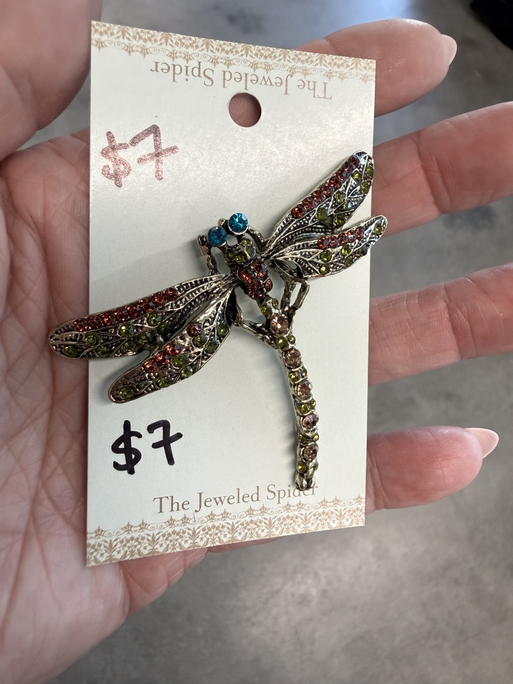 Brooch Pin - Dragonfly in Colorful Rhinestones