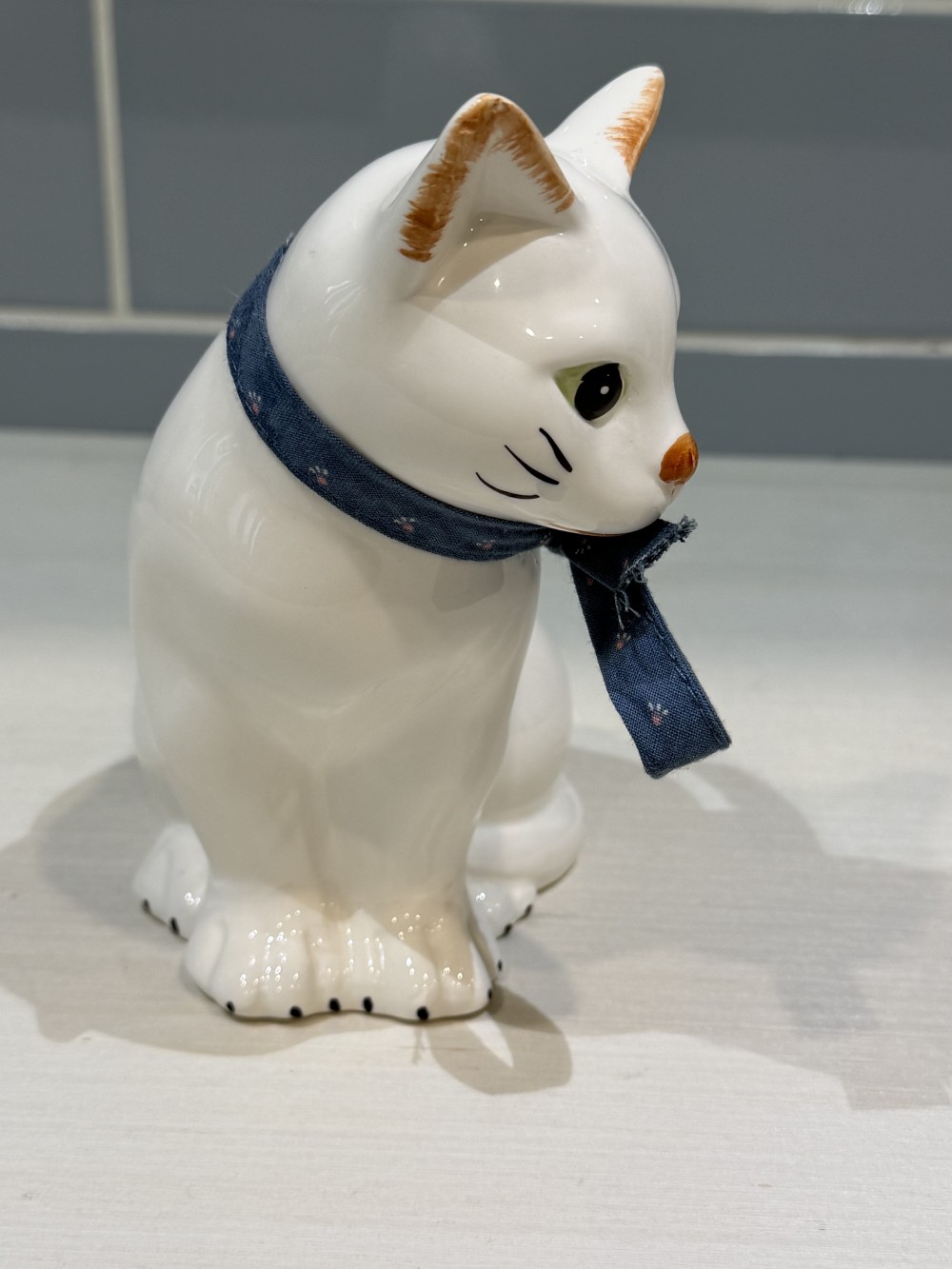 Vintage Taiwanese Ceramic Cat Figurine – 6” Tall