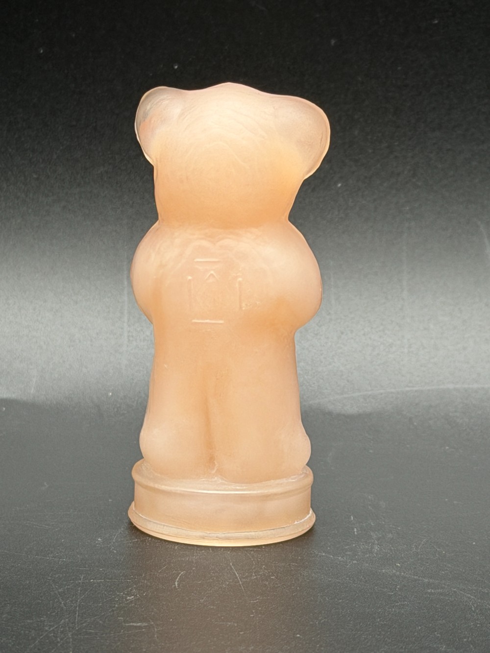 Boyd Glass Andy the Bear Vintage Figurine - Frosted Pink Satin Art Glass