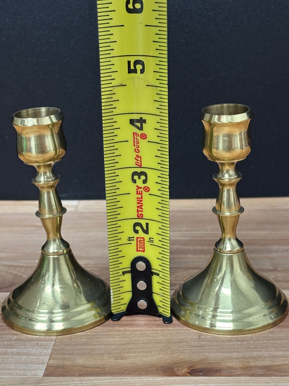 Brass Candlestick Holders Pair 4 Inch Made in Taiwan Vintage