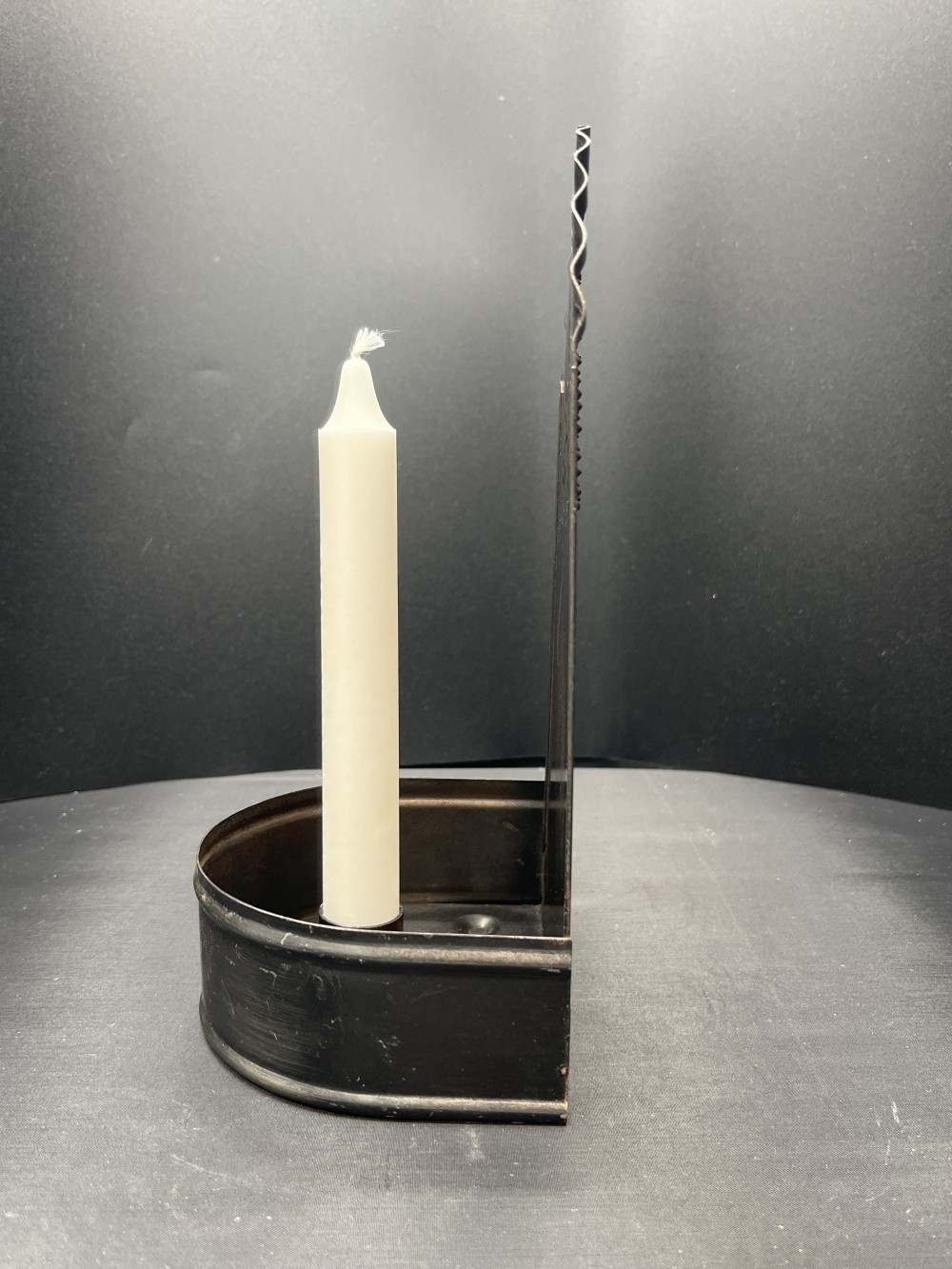 Vtg Punched Tin Sconce w/ Candle