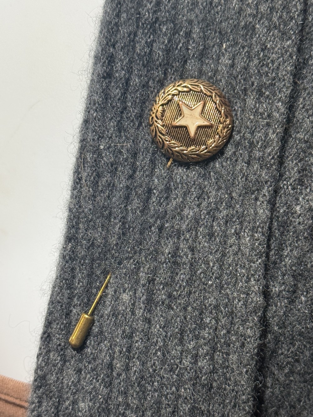 Hat Pin / Scarf Pin - Vintage Star and Bronze Button, Lapel Pin, Hat Pins,