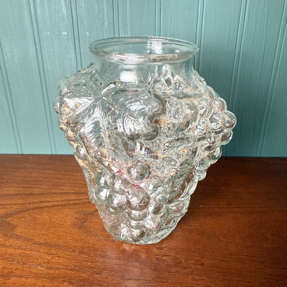 Antique Goofus Glass Grape Cluster Vase, Early 1900s
