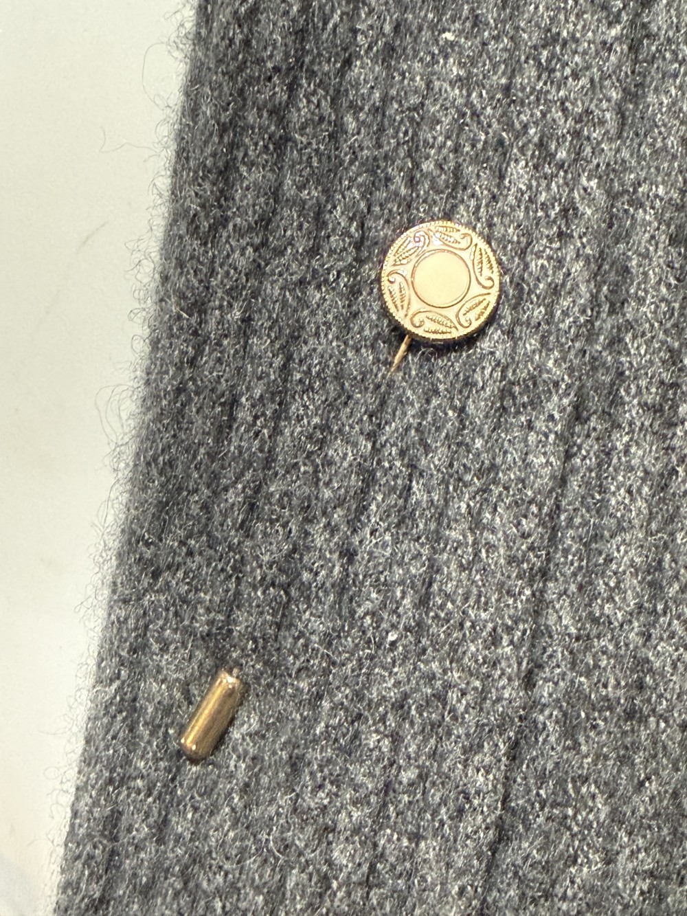 Hat Pin / Scarf Pin - Vintage Enamel Cream and Gold Button, Lapel Pin, Hat Pins,
