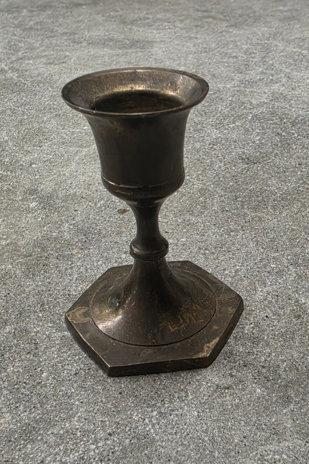 VTG Solid Brass Shorty 6 Sided Base Candle Holder