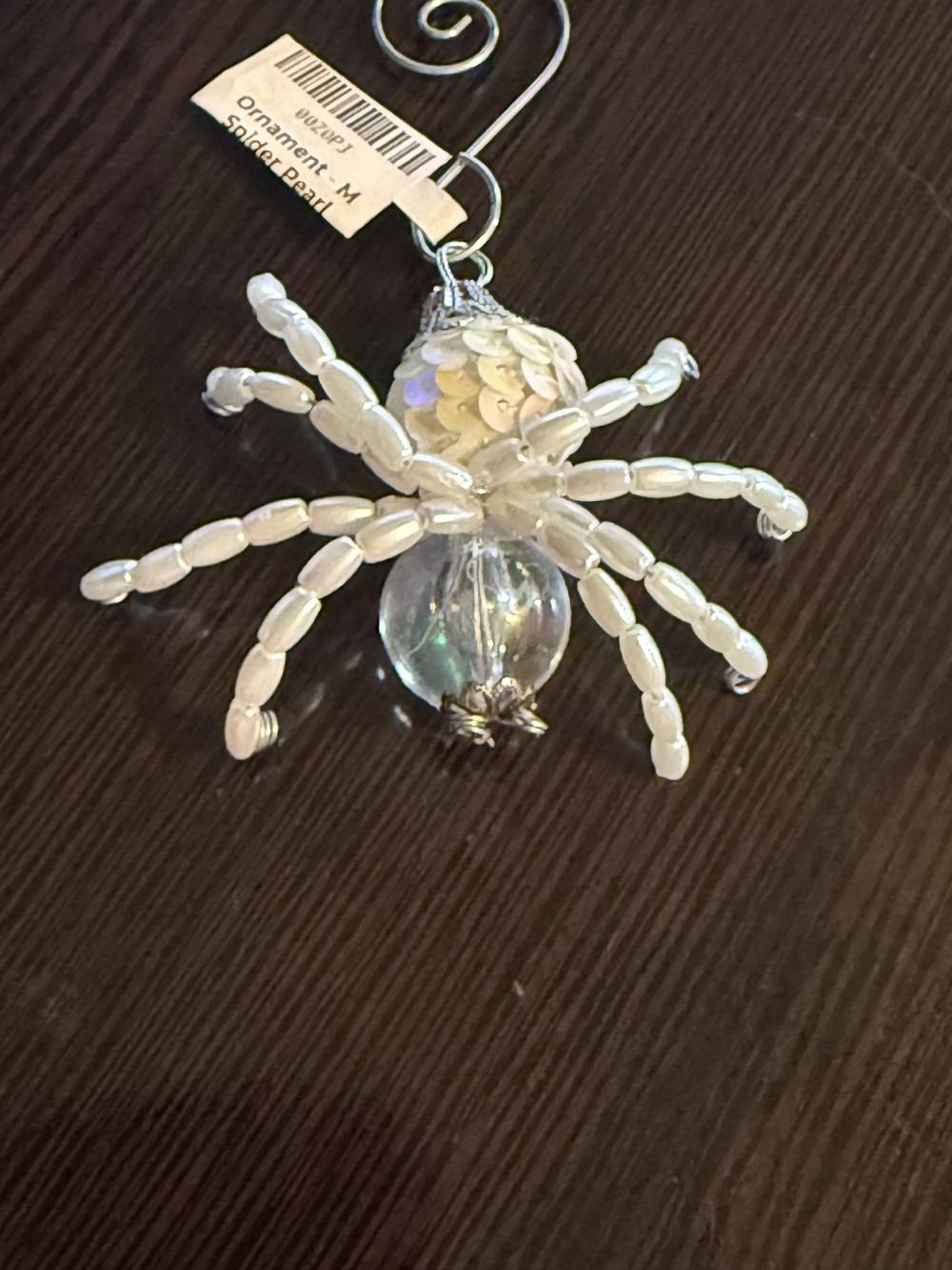Ornament - Spider Sequin Clear Pearl