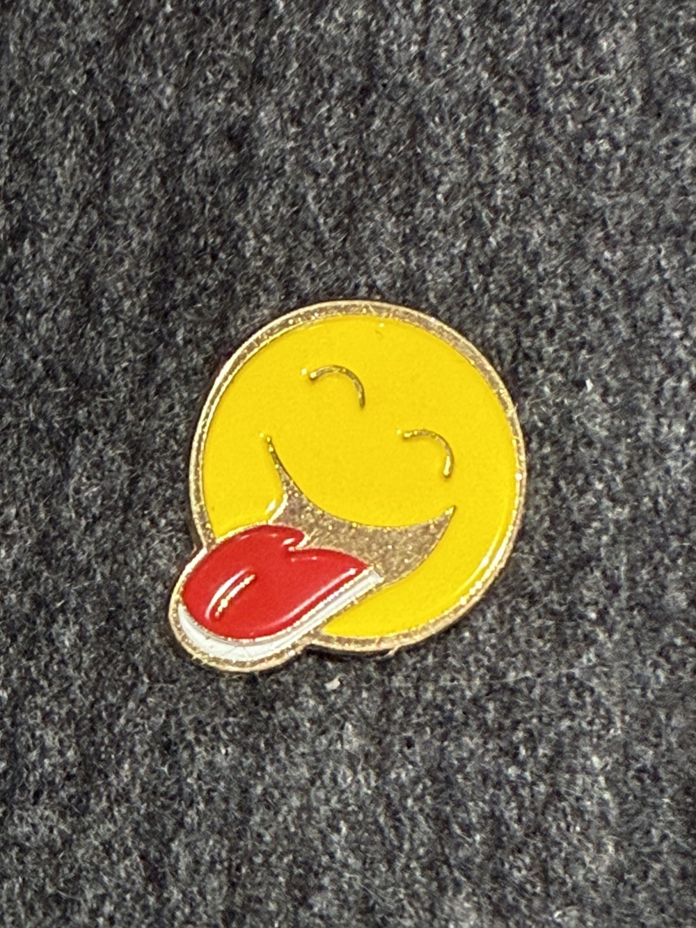 Hat Pin / Scarf Pin - Yellow Emoji with Tongue Out, Lapel Pin, Hat Pins