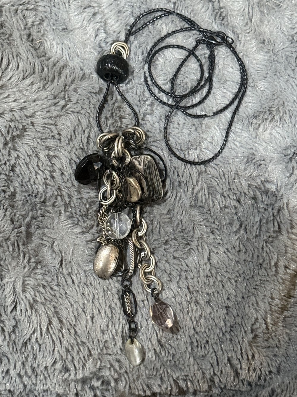 Long Necklace - Black Pewter Black Chain