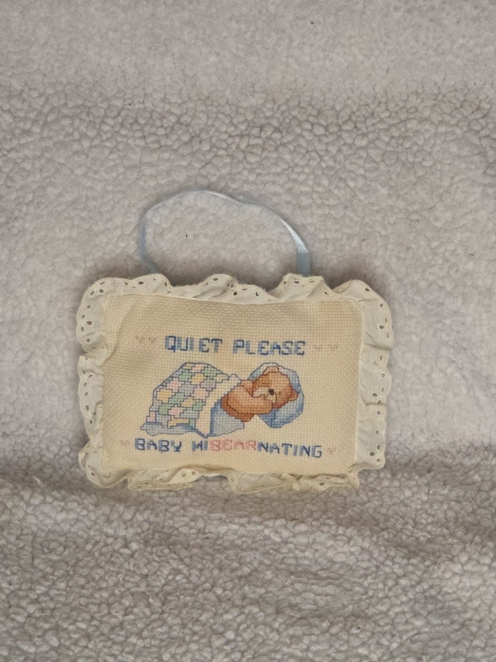 VTG Handmade Crosstitch Baby Sleeping