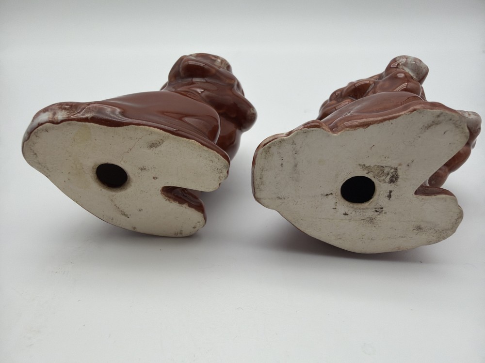 Vintage Brown Drip Glaze Puppy Dog Salt & Pepper Shakers