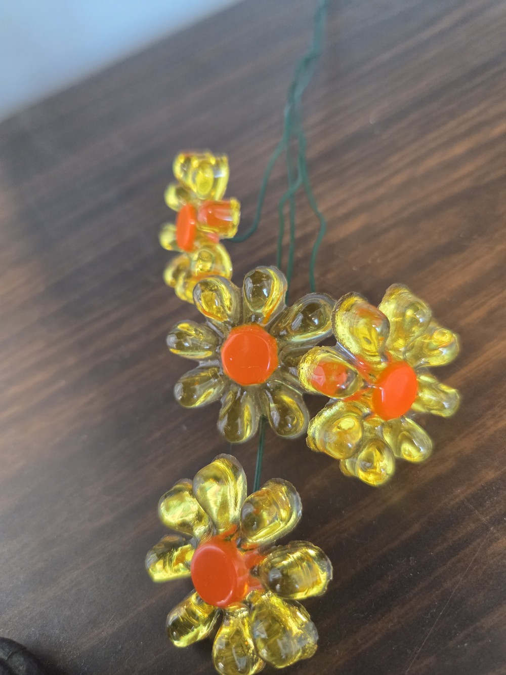 DO-1598 yellow retro lucite acrylic flowers