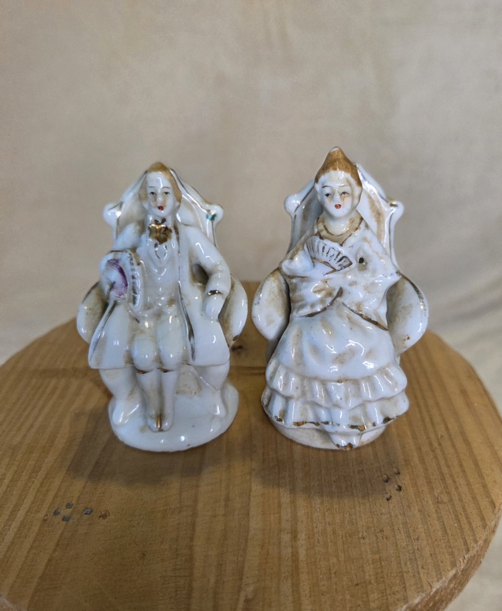 Set of 2 Occupied Japan Victorian Miniature Figurines
